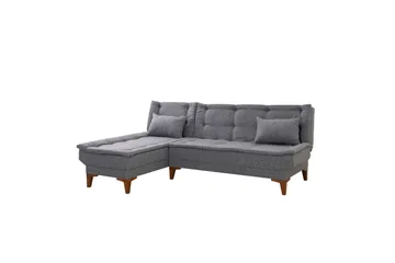 Hunterville Venstre L-formet Sovesofa 107x225 cm i Stoff - Grå - Møbler - Sofaer - Sovesofaer - Sovesofa divan