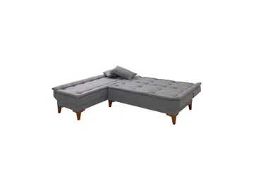 Hunterville Venstre L-formet Sovesofa 107x225 cm i Stoff - Grå - Møbler - Sofaer - Sovesofaer - Sovesofa divan