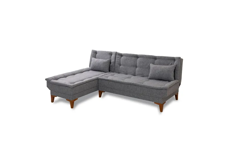 Hunterville Venstre L-formet Sovesofa 107x225 cm i Stoff, Grå