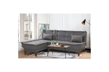 Hunterville Venstre L-formet Sovesofa 107x225 cm i Stoff - Grå - Møbler - Sofaer - Sovesofaer - Sovesofa divan