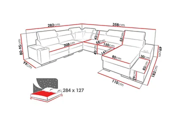 Kahundji Hjørnesovesofa - Møbler - Sofaer - Sovesofaer - Sovesofa divan