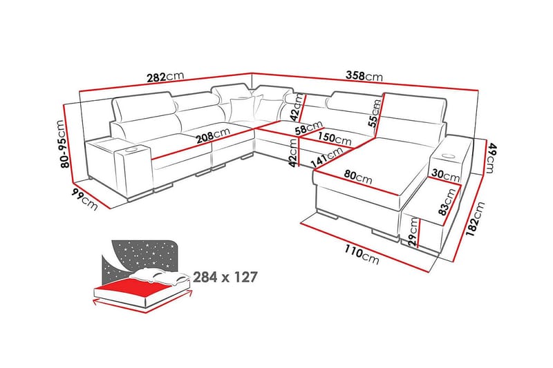 Kahundji Hjørnesovesofa - Møbler - Sofaer - Sovesofaer - Sovesofa divan