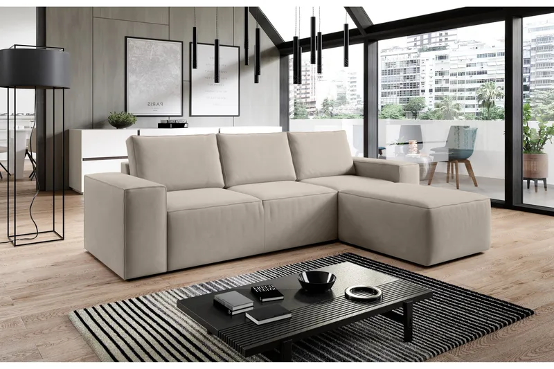 Kamli Sovesofa m. Divan med Oppbevaring, Beige