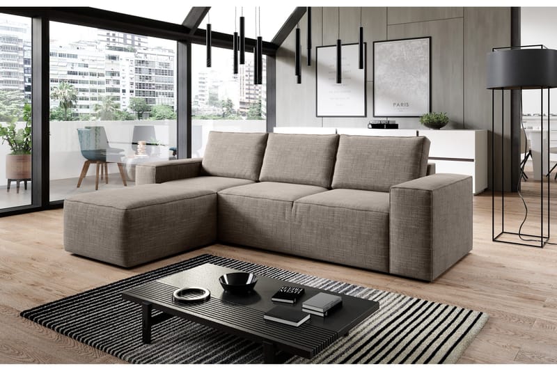 Kamli Sovesofa m. Divan med Oppbevaring - Beige - Møbler - Sofaer - Sovesofaer - Sovesofa divan