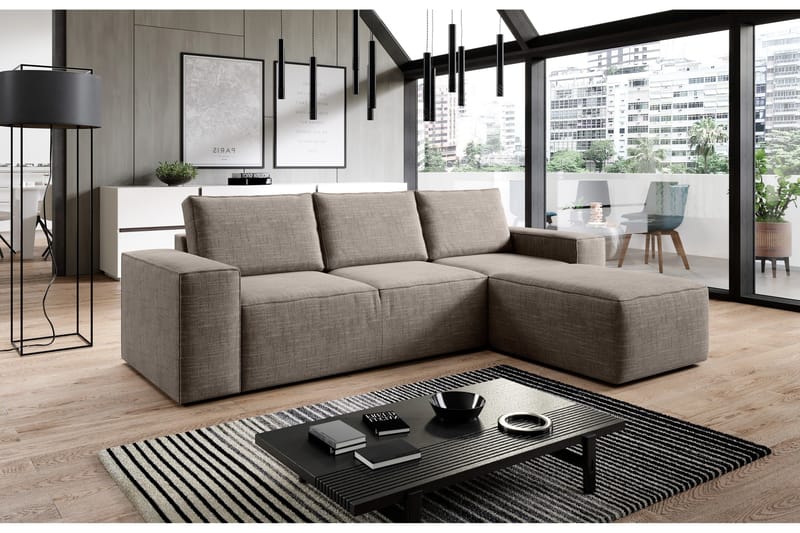 Kamli Sovesofa m. Divan med Oppbevaring - Beige - Møbler - Sofaer - Sovesofaer - Sovesofa divan