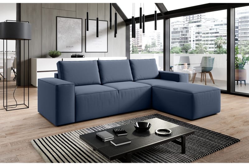 Kamli Sovesofa m. Divan med Oppbevaring - Blå - Møbler - Sofaer - Sovesofaer - Sovesofa divan