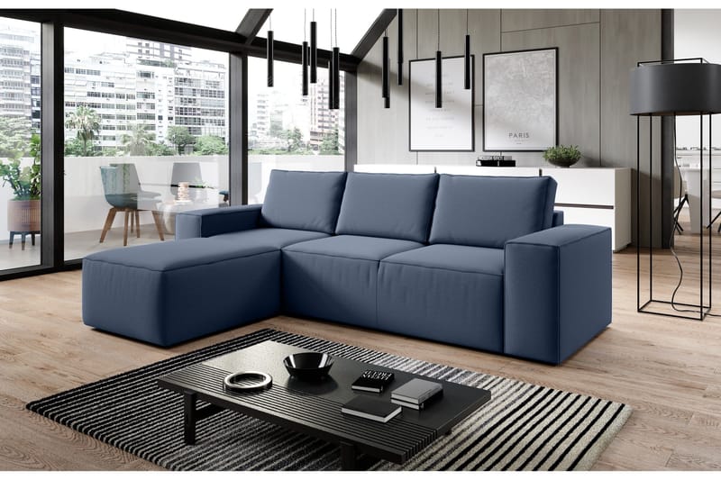 Kamli Sovesofa m. Divan med Oppbevaring - Blå - Møbler - Sofaer - Sovesofaer - Sovesofa divan