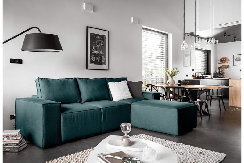 Kamli Sovesofa m. Divan med Oppbevaring - Blå - Møbler - Sofaer - Sovesofaer - Sovesofa divan