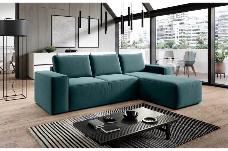 Kamli Sovesofa m. Divan med Oppbevaring - Blå - Møbler - Sofaer - Sovesofaer - Sovesofa divan