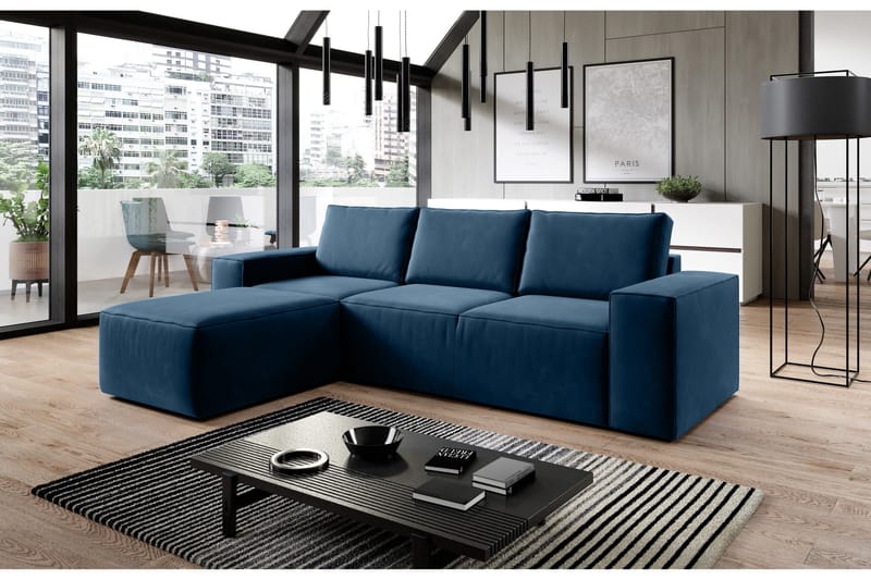 Kamli Sovesofa m. Divan med Oppbevaring - Blå - Møbler - Sofaer - Sovesofaer - Sovesofa divan