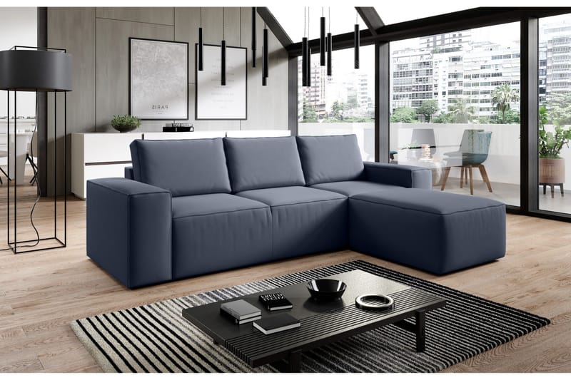 Kamli Sovesofa m. Divan med Oppbevaring, Blå