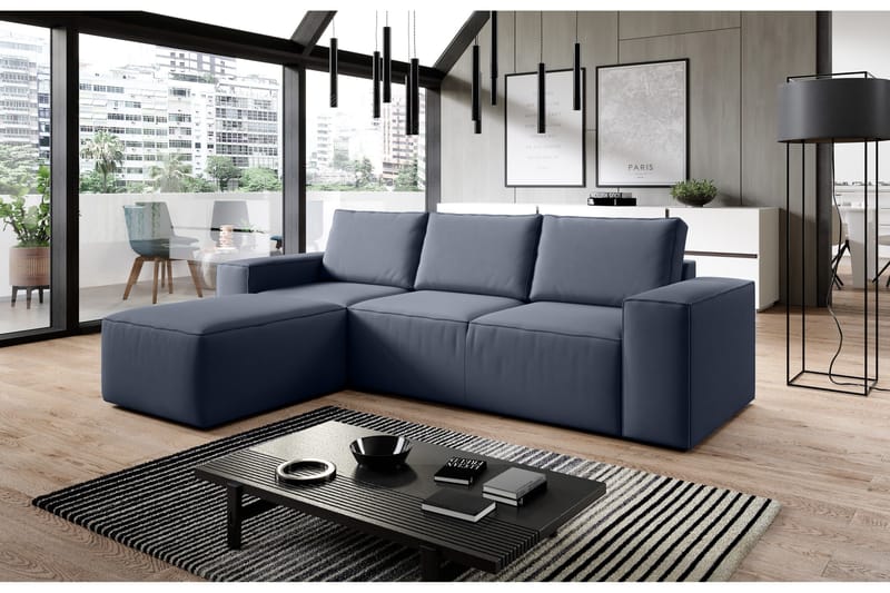 Kamli Sovesofa m. Divan med Oppbevaring - Blå - Møbler - Sofaer - Sovesofaer - Sovesofa divan