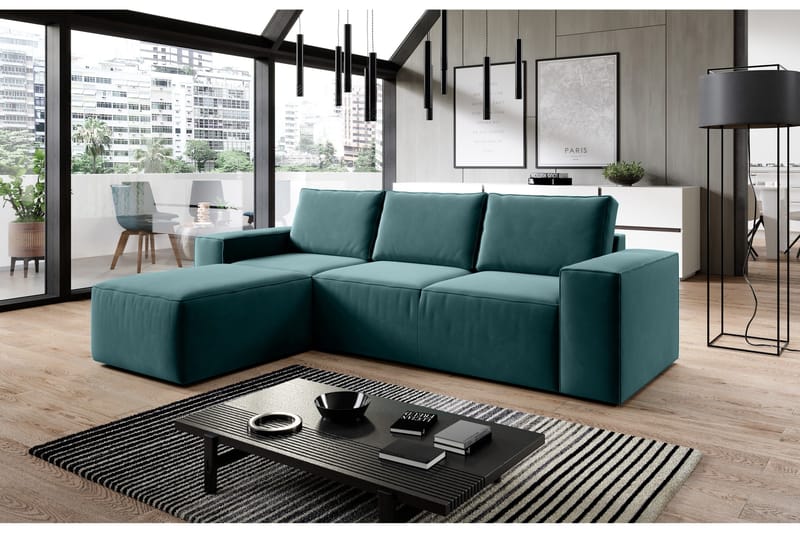 Kamli Sovesofa m. Divan med Oppbevaring - Blå - Møbler - Sofaer - Sovesofaer - Sovesofa divan