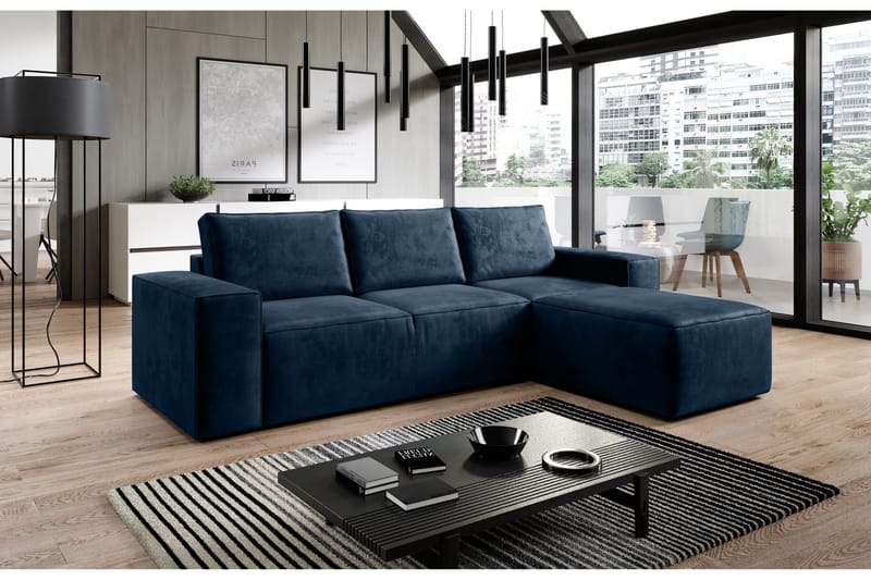 Kamli Sovesofa m. Divan med Oppbevaring - Blå - Møbler - Sofaer - Sovesofaer - Sovesofa divan