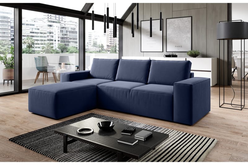 Kamli Sovesofa m. Divan med Oppbevaring - Blå - Møbler - Sofaer - Sovesofaer - Sovesofa divan