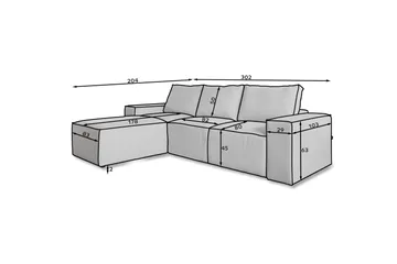 Kamli Sovesofa m. Divan med Oppbevaring - Grå - Møbler - Sofaer - Sovesofaer - Sovesofa divan