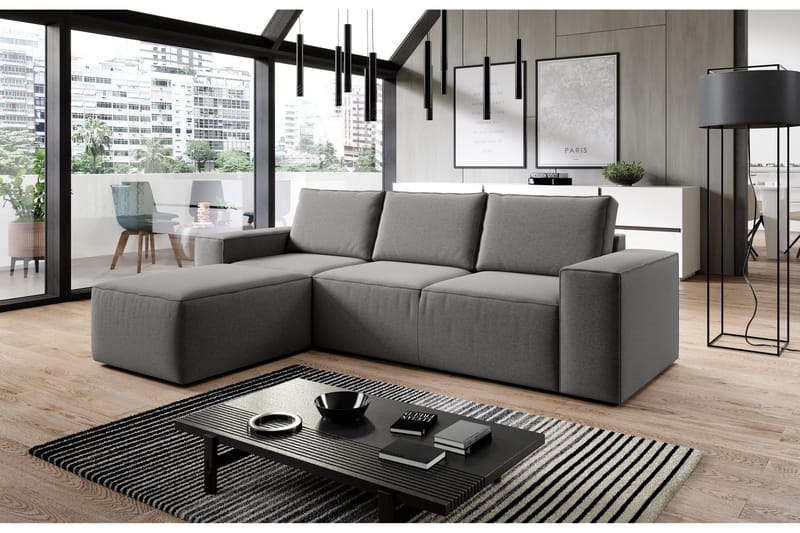 Kamli Sovesofa m. Divan med Oppbevaring - Grå - Møbler - Sofaer - Sovesofaer - Sovesofa divan