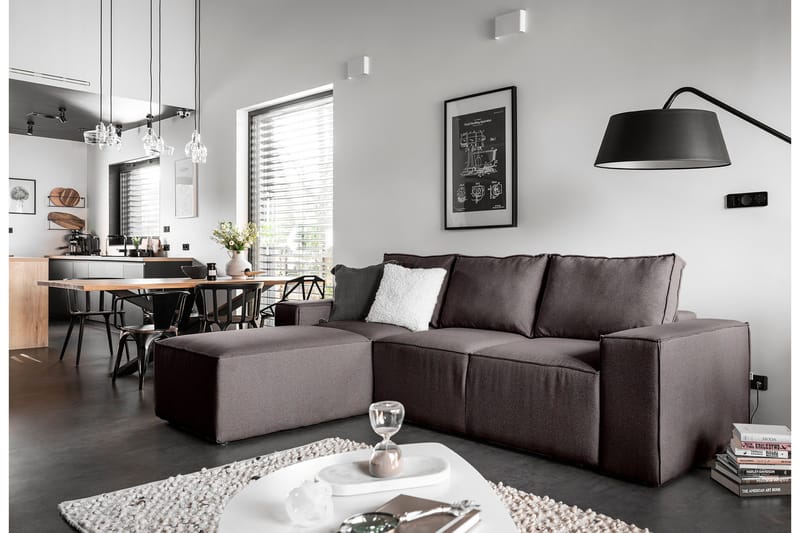 Kamli Sovesofa m. Divan med Oppbevaring, Grå