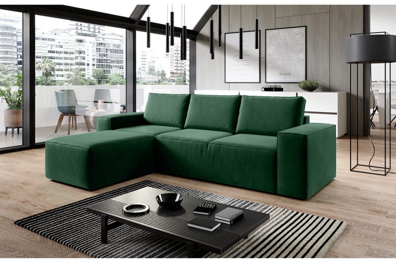 Kamli Sovesofa m. Divan med Oppbevaring - Grønn - Møbler - Sofaer - Sovesofaer - Sovesofa divan