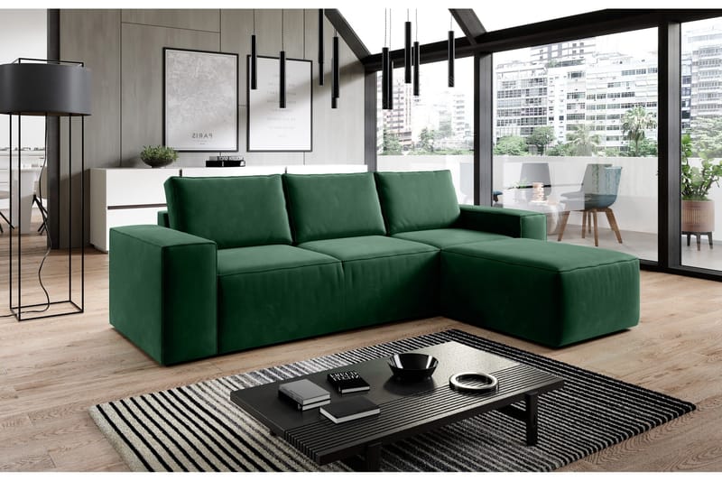 Kamli Sovesofa m. Divan med Oppbevaring - Grønn - Møbler - Sofaer - Sovesofaer - Sovesofa divan