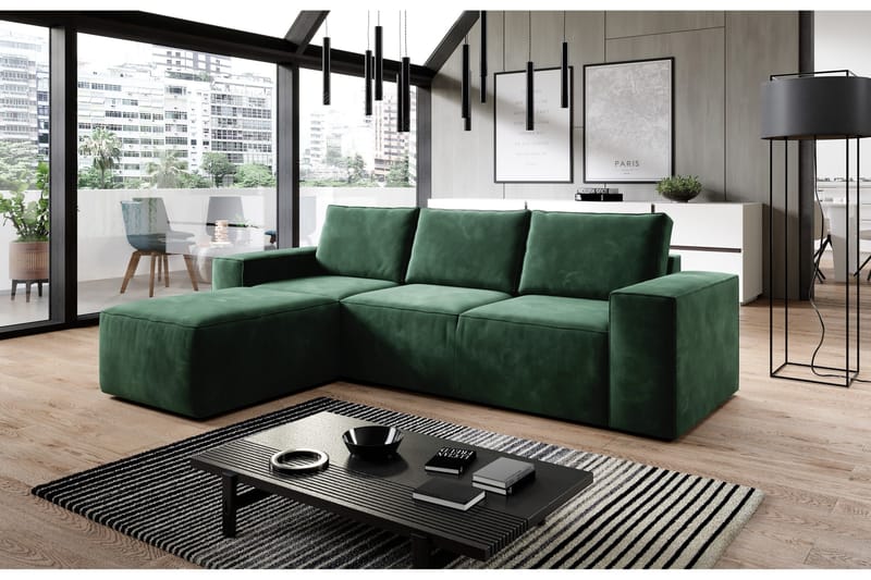 Kamli Sovesofa m. Divan med Oppbevaring - Grønn - Møbler - Sofaer - Sovesofaer - Sovesofa divan