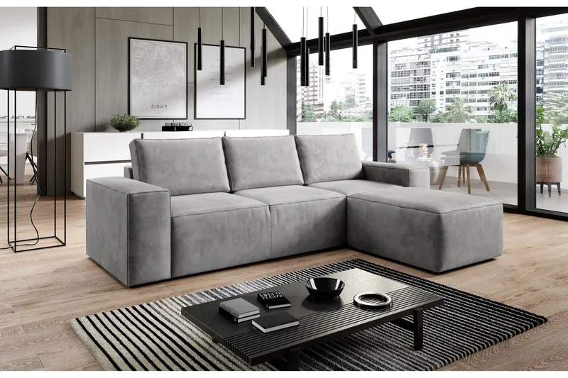 Kamli Sovesofa m. Divan med Oppbevaring - Lysegrå - Møbler - Sofaer - Sovesofaer - Sovesofa divan