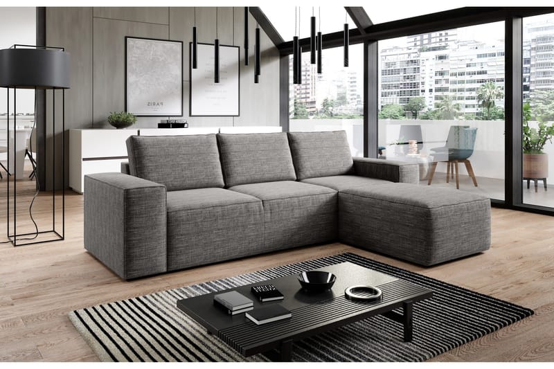 Kamli Sovesofa m. Divan med Oppbevaring, Lysegrå