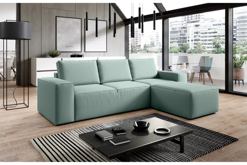 Kamli Sovesofa m. Divan med Oppbevaring, Lyserosa