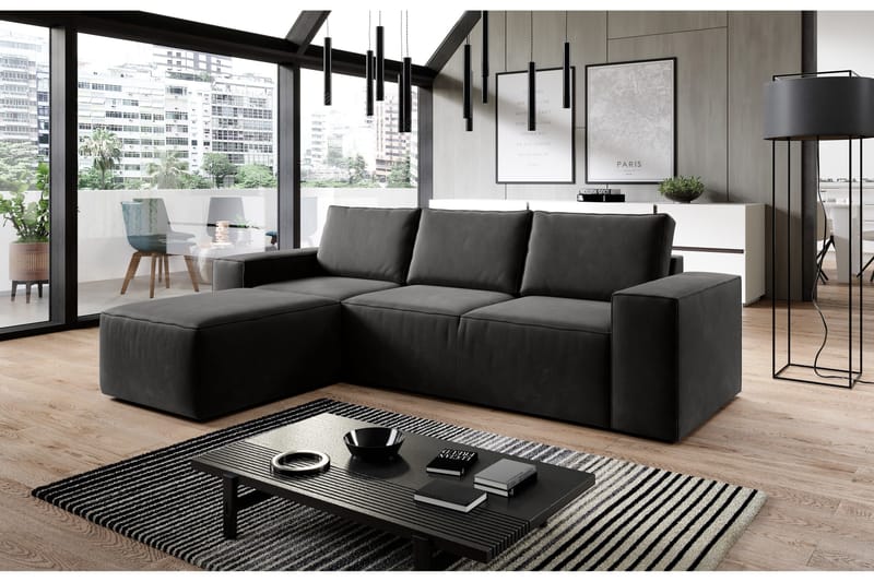 Kamli Sovesofa m. Divan med Oppbevaring - Mørkegrå - Møbler - Sofaer - Sovesofaer - Sovesofa divan