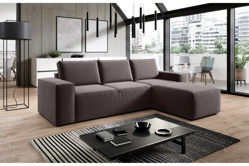 Kamli Sovesofa m. Divan med Oppbevaring, Mørkegrå