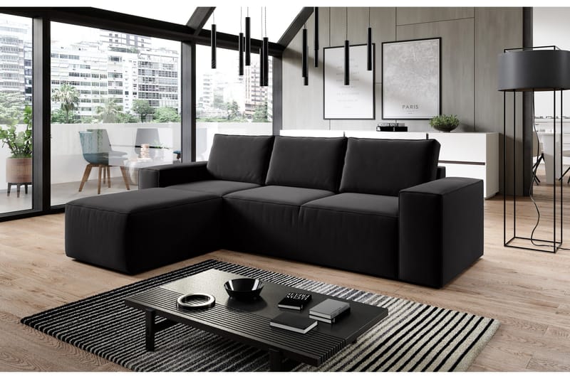 Kamli Sovesofa m. Divan med Oppbevaring - Svart - Møbler - Sofaer - Sovesofaer - Sovesofa divan