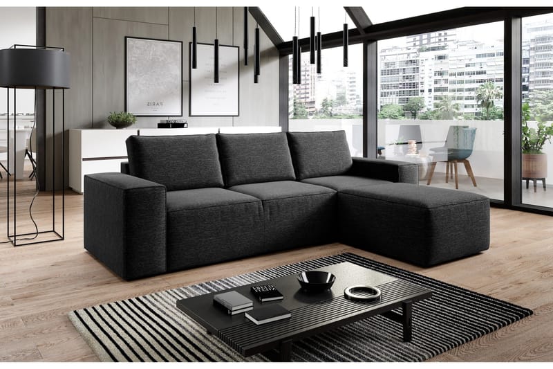 Kamli Sovesofa m. Divan med Oppbevaring - Svart - Møbler - Sofaer - Sovesofaer - Sovesofa divan