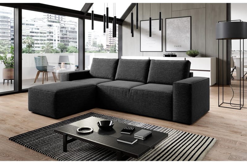 Kamli Sovesofa m. Divan med Oppbevaring - Svart - Møbler - Sofaer - Sovesofaer - Sovesofa divan