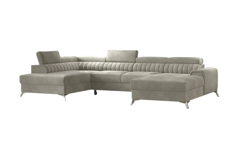 Kamran Sovesofa m. Divan og Sjeselong med Oppbevaring, Beige