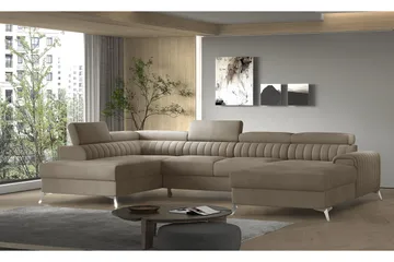 Kamran Sovesofa m. Divan og Sjeselong med Oppbevaring - Beige - Møbler - Sofaer - Sovesofaer - Sovesofa divan