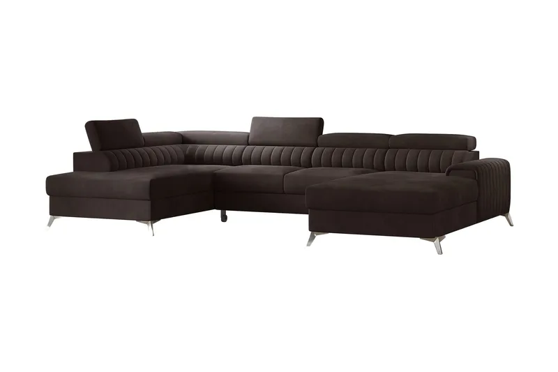 Kamran Sovesofa m. Divan og Sjeselong med Oppbevaring, Brun