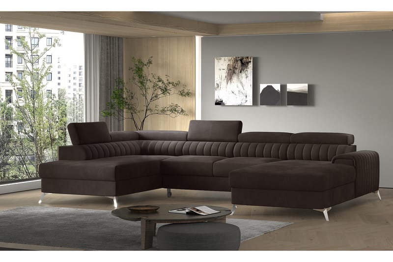 Kamran Sovesofa m. Divan og Sjeselong med Oppbevaring - Brun - Møbler - Sofaer - Sovesofaer - Sovesofa divan