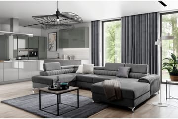 Kamran Sovesofa m. Divan og Sjeselong med Oppbevaring - Grå - Møbler - Sofaer - Sovesofaer - Sovesofa divan