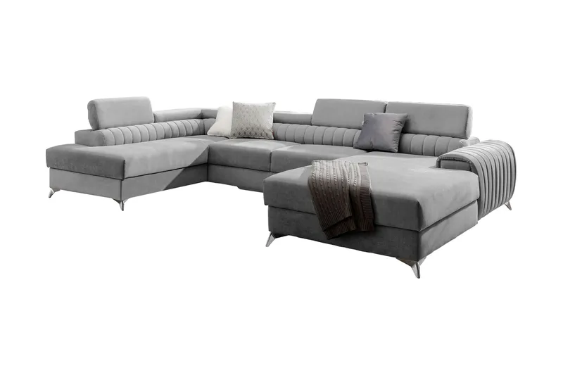 Kamran Sovesofa m. Divan og Sjeselong med Oppbevaring - Grå - Møbler - Sofaer - Sovesofaer - Sovesofa divan