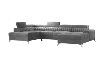 Kamran Sovesofa m. Divan og Sjeselong med Oppbevaring - Grå - Møbler - Sofaer - Sovesofaer - Sovesofa divan