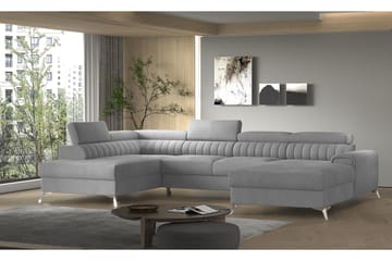 Kamran Sovesofa m. Divan og Sjeselong med Oppbevaring - Lysegrå - Møbler - Sofaer - Sovesofaer - Sovesofa divan