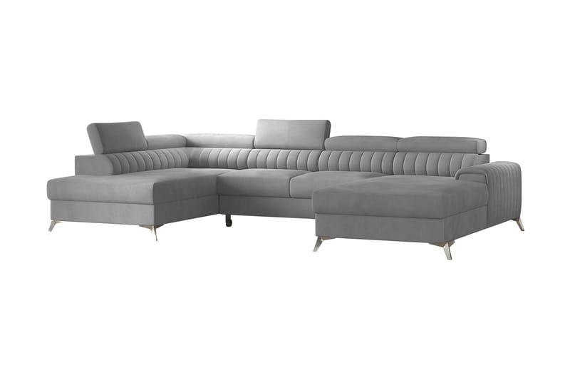 Kamran Sovesofa m. Divan og Sjeselong med Oppbevaring - Lysegrå - Møbler - Sofaer - Sovesofaer - Sovesofa divan