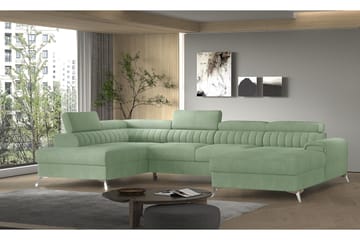Kamran Sovesofa m. Divan og Sjeselong med Oppbevaring - Lysegrønn - Møbler - Sofaer - Sovesofaer - Sovesofa divan