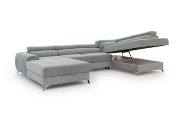 Kamran Sovesofa m. Divan og Sjeselong med Oppbevaring - Lysegrønn - Møbler - Sofaer - Sovesofaer - Sovesofa divan