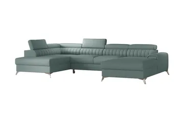 Kamran Sovesofa m. Divan og Sjeselong med Oppbevaring - Lysegrønn - Møbler - Sofaer - Sovesofaer - Sovesofa divan