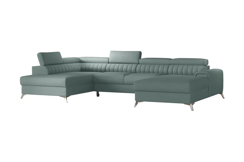 Kamran Sovesofa m. Divan og Sjeselong med Oppbevaring - Lysegrønn - Møbler - Sofaer - Sovesofaer - Sovesofa divan