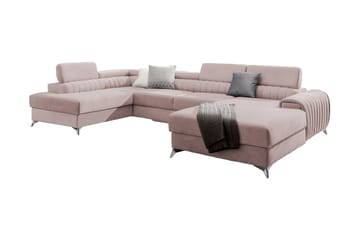 Kamran Sovesofa m. Divan og Sjeselong med Oppbevaring - Lyserosa - Møbler - Sofaer - Sovesofaer - Sovesofa divan