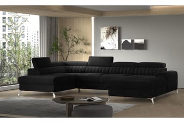 Kamran Sovesofa m. Divan og Sjeselong med Oppbevaring - Svart - Møbler - Sofaer - Sovesofaer - Sovesofa divan