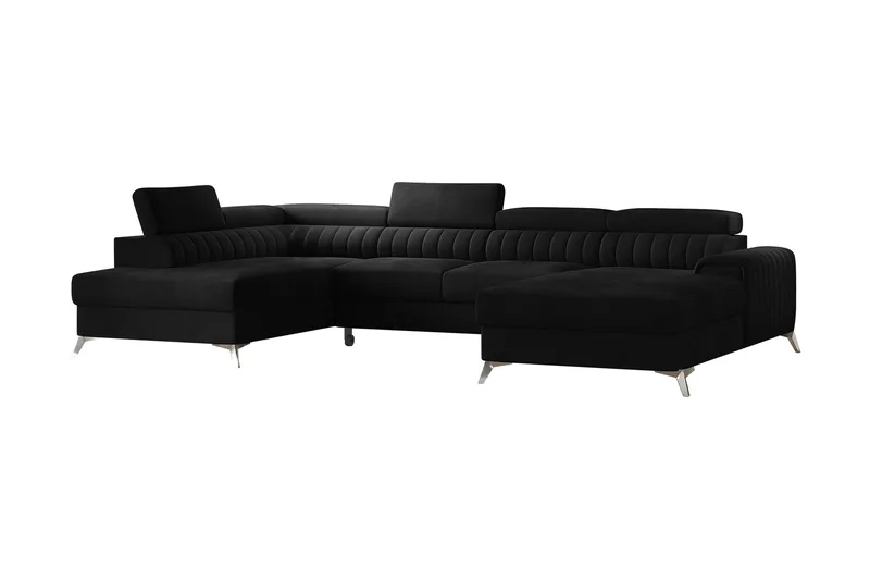 Kamran Sovesofa m. Divan og Sjeselong med Oppbevaring - Svart - Møbler - Sofaer - Sovesofaer - Sovesofa divan