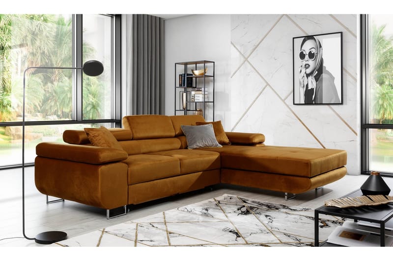 Klinka Sovesofa med Divan Høyre - Gul - Møbler - Sofaer - Sovesofaer - Sovesofa divan